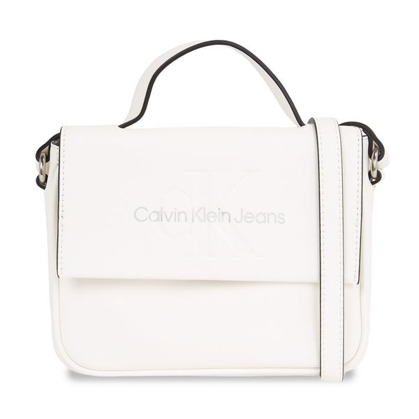 Calvin Klein Jeans Torbica Calvin Klein Jeans Sculpted Boxy Flap Cb20 Mono K60K610829 White/Silver Logo 0LI