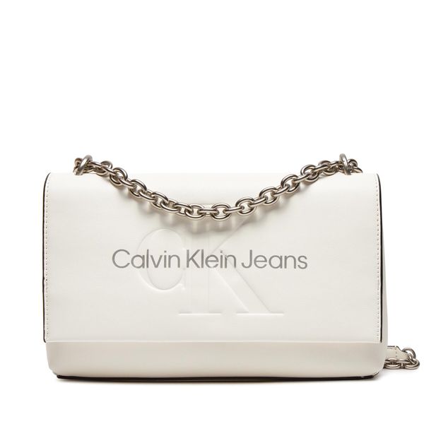 Calvin Klein Jeans Torbica Calvin Klein Jeans Sculpted Ew Flap Conv25 Mono K60K611866 White/Silver Logo 0LI