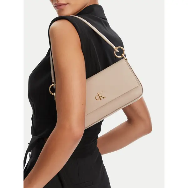 Calvin Klein Torbica Calvin Klein Minimal Monogram Shoulder Pouch LV04K3161G Bež
