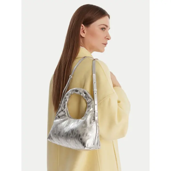 Calvin Klein Torbica Calvin Klein Puffy Aop Mini Bag With Strap LV04F3444G Srebrna