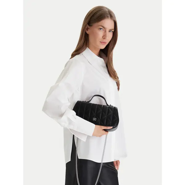 Calvin Klein Torbica Calvin Klein Quilted Top Handle Chain Bag LV04F3410G Crna