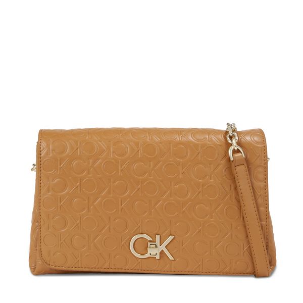 Calvin Klein Torbica Calvin Klein Re-Lock Shoulder Bag Md - Emb K60K611061 Brown Sugar GA5