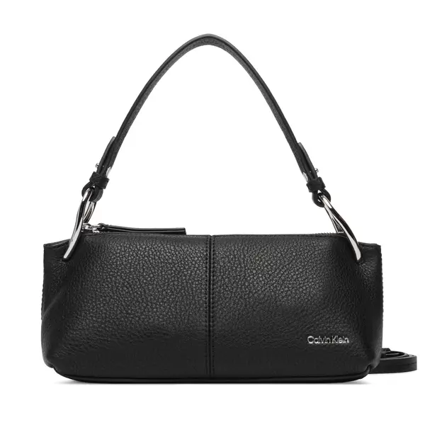 Calvin Klein Torbica Calvin Klein Slouchy Leather Small Conv Bag LV04F3659G Crna