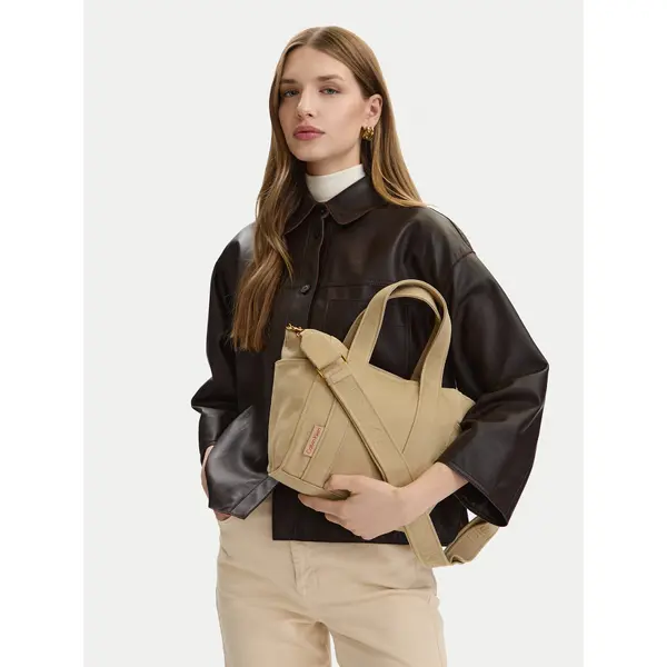 Calvin Klein Torbica Calvin Klein Webbing Strap Canvas Small Tote LV04F3384G Bež