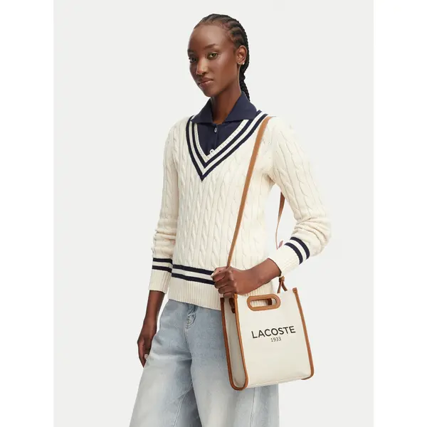 Lacoste Torbica Lacoste Small Heritage Canvas Tote NF5232TD Svijetlo bež