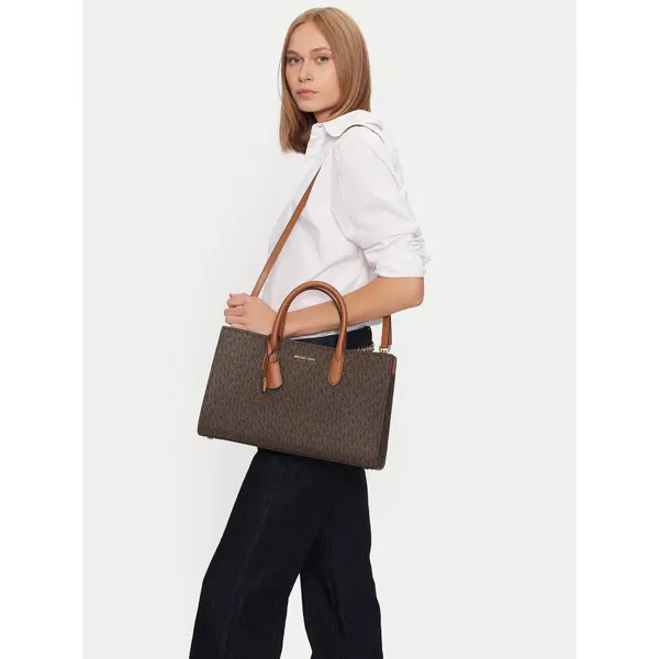 MICHAEL Michael Kors Torbica MICHAEL Michael Kors Scarlett Medium Signature Logo Satchel 30F4GETS2B Smeđa