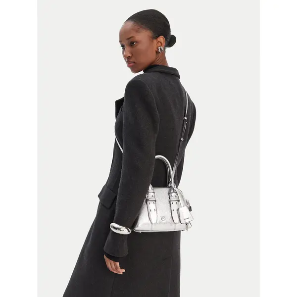 pinko Torbica PINKO Bowling Bag Zip Mini AI 25-26 PLTT 105333 A0QO Srebrna