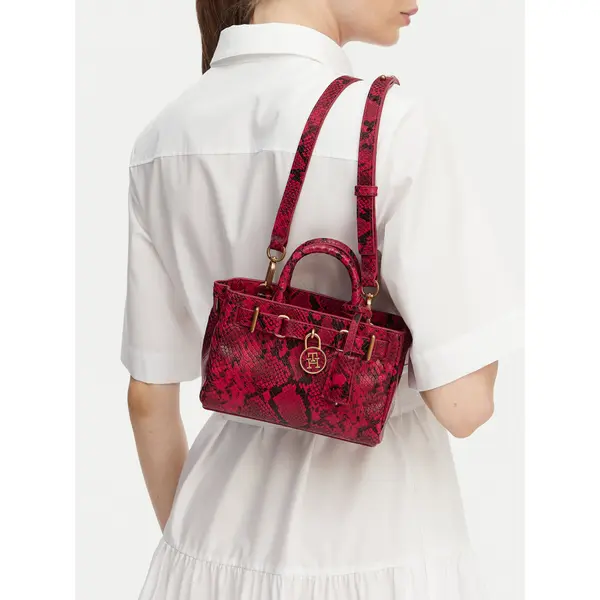 Tommy Hilfiger Torbica Tommy Hilfiger American Icon Micro Tote Snake AW0AW18820 Crvena