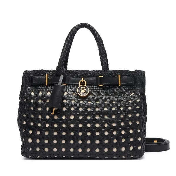 Tommy Hilfiger Torbica Tommy Hilfiger American Icon Mini Tote Braided AW0AW18734 Crna