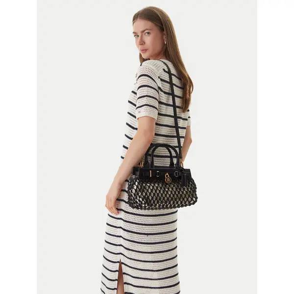 Tommy Hilfiger Torbica Tommy Hilfiger American Icon Mini Tote Macrame AW0AW18542 Crna