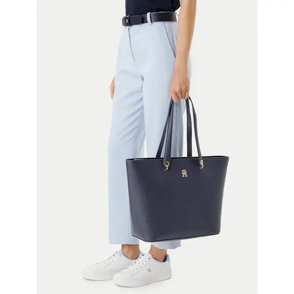 Tommy Hilfiger Torbica Tommy Hilfiger Emblem Shopper AW0AW15178 Tamnoplava