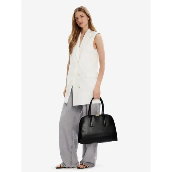 Tommy Hilfiger Torbica Tommy Hilfiger Iconic Leather Tote AW0AW18206 Crna
