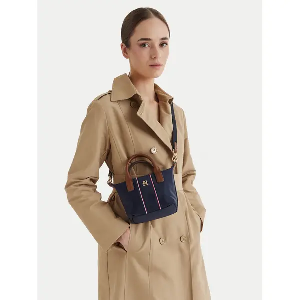 Tommy Hilfiger Torbica Tommy Hilfiger Popette Micro Tote Corp AW0AW18552 Tamnoplava