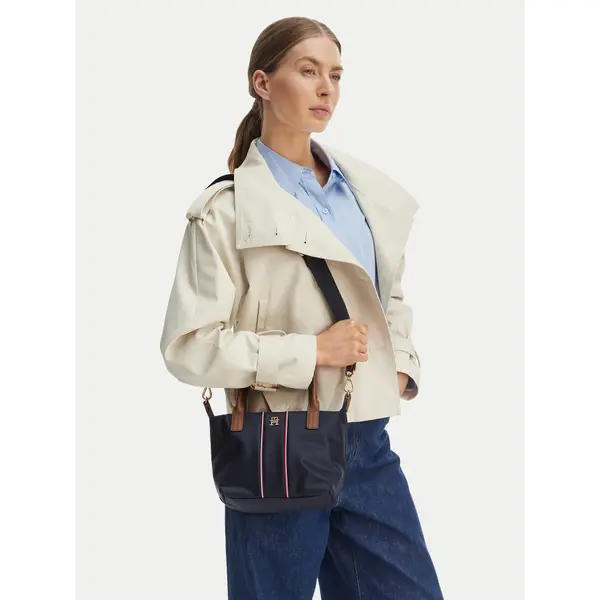 Tommy Hilfiger Torbica Tommy Hilfiger Popette Mini Tote Corp AW0AW17707 Tamnoplava