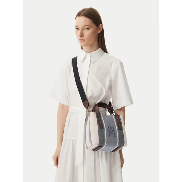 Tommy Hilfiger Torbica Tommy Hilfiger Th City Mini Satchel Jacquard AW0AW18732 Plava