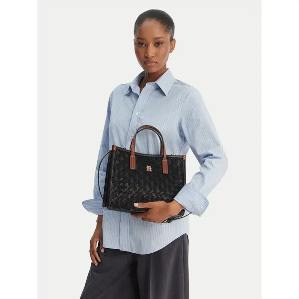 Tommy Hilfiger Torbica Tommy Hilfiger Th City Mini Tote AW0AW18393 Crna