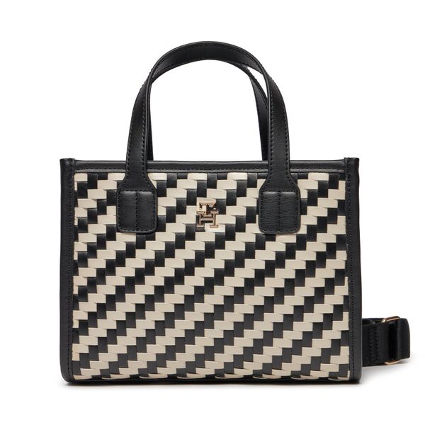 Tommy Hilfiger Torbica Tommy Hilfiger Th City Small Tote Woven AW0AW16086 Black / Calico 0GJ