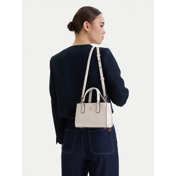 Tommy Hilfiger Torbica Tommy Hilfiger Th Daily Mini Tote Mono AW0AW18416 Bijela