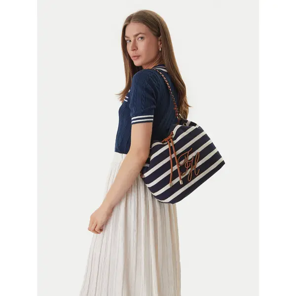 Tommy Hilfiger Torbica Tommy Hilfiger Th Elev Summer Bucket Stripe AW0AW18401 Tamnoplava