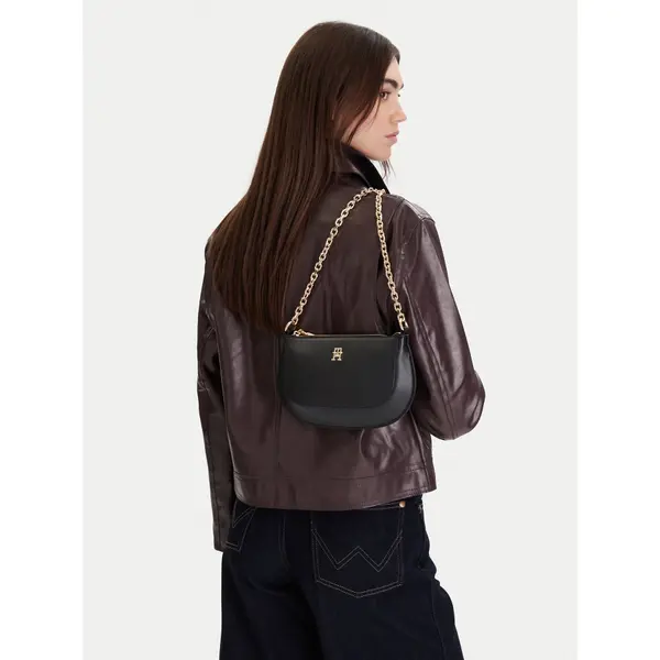 Tommy Hilfiger Torbica Tommy Hilfiger Th Glam Mini Chain Crossover AW0AW18142 Crna