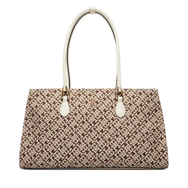 Tommy Hilfiger Torbica Tommy Hilfiger Th Grace Satchel Jacquard AW0AW18754 Smeđa