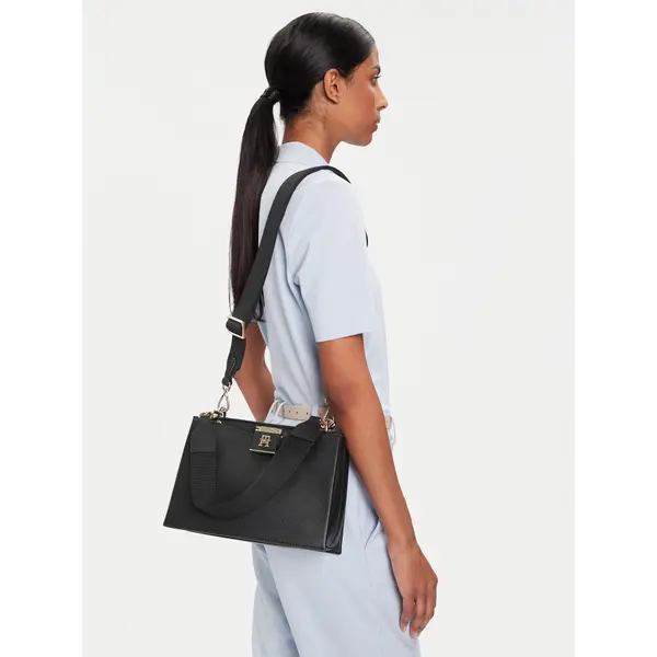 Tommy Hilfiger Torbica Tommy Hilfiger Th Her Med Satchel AW0AW17722 Crna