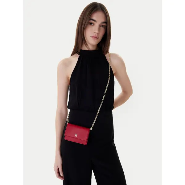 Tommy Hilfiger Torbica Tommy Hilfiger Th Icon Card Holder W/Chain AW0AW18248 Crvena