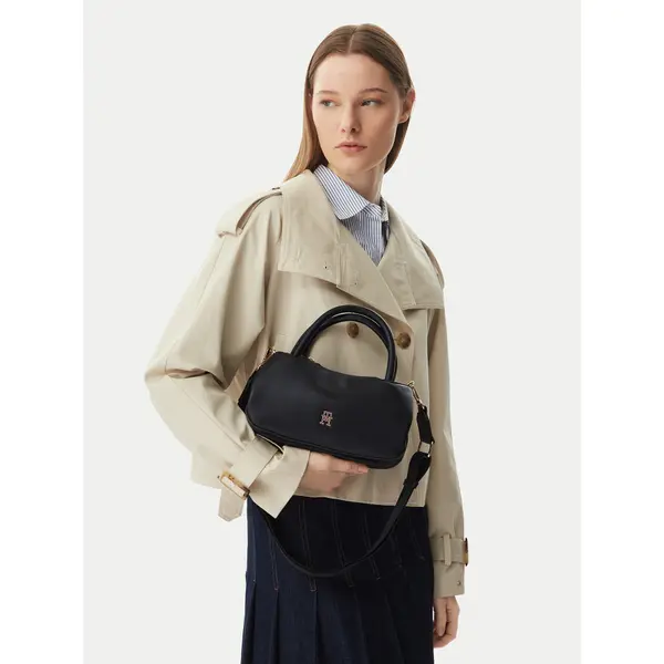 Tommy Hilfiger Torbica Tommy Hilfiger Th Logotape Mini Satchel AW0AW18743 Crna