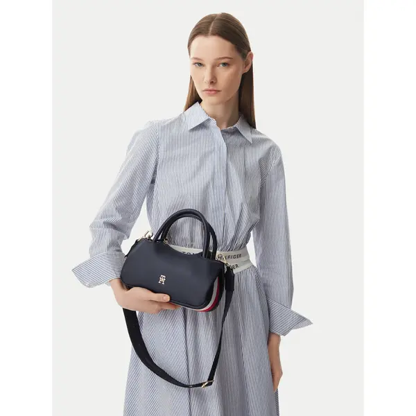 Tommy Hilfiger Torbica Tommy Hilfiger Th Logotape Mini Satchel AW0AW18743 Tamnoplava