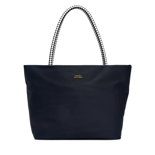 Tommy Hilfiger Torbica Tommy Hilfiger Th Marina Hobo/Tote Nylon AW0AW18862 Tamnoplava