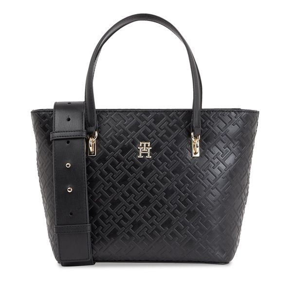 Tommy Hilfiger Torbica Tommy Hilfiger Th Refined Mini Tote Mono AW0AW16002 Black BDS
