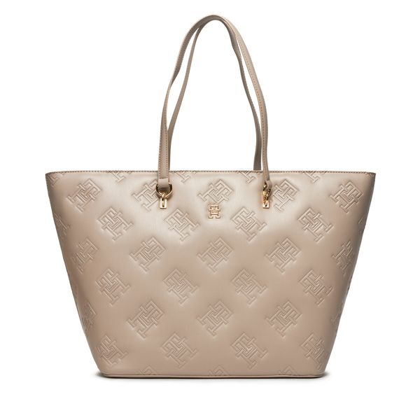 Tommy Hilfiger Torbica Tommy Hilfiger Th Refined Tote Mono AW0AW15726 Smooth Taupe PKB