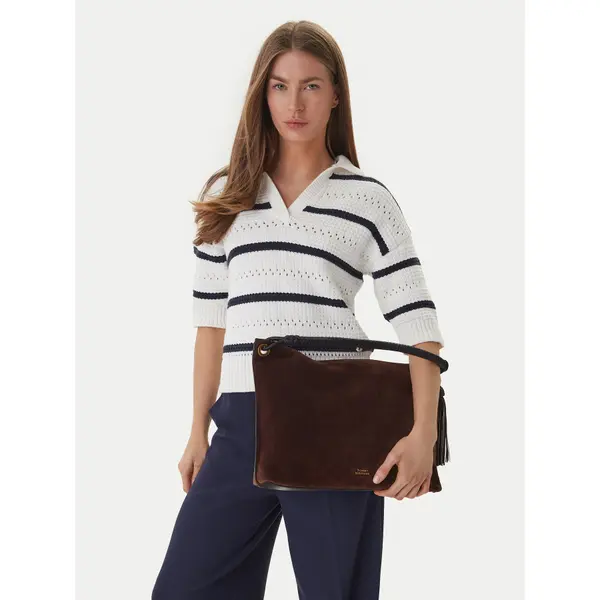 Tommy Hilfiger Torbica Tommy Hilfiger Th Statement Leather Bag Suede AW0AW18402 Smeđa