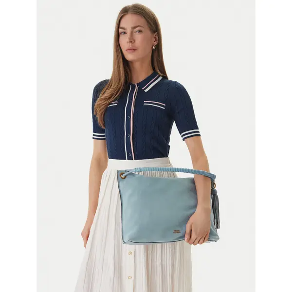 Tommy Hilfiger Torbica Tommy Hilfiger Th Statement Leather Bag Suede AW0AW18402 Svijetloplava
