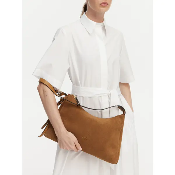 Tommy Hilfiger Torbica Tommy Hilfiger Th Statement Shoulder Bag Suede AW0AW18824 Smeđa