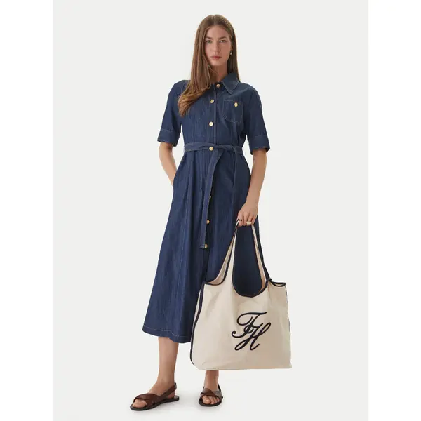Tommy Hilfiger Torbica Tommy Hilfiger Th Summer Tote Canvas AW0AW18398 Bijela