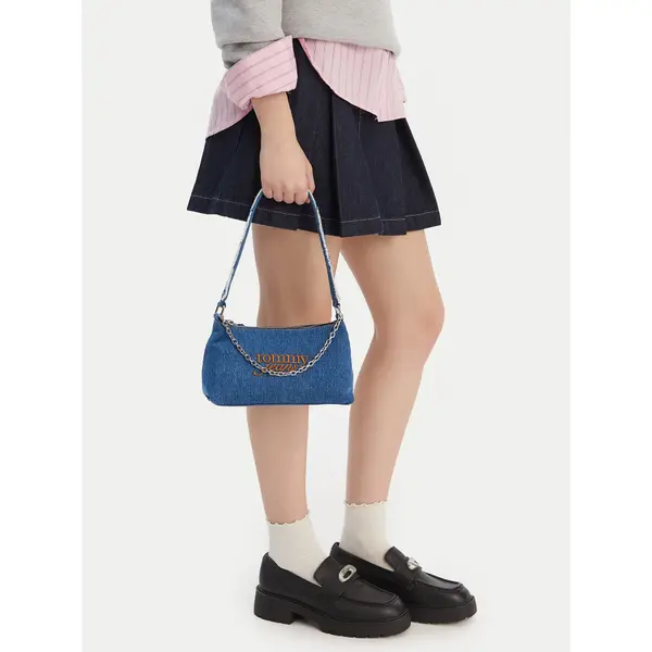 Tommy Jeans Torbica Tommy Jeans Tjw Cool Denim Shoulder Bag AW0AW18575 Plava