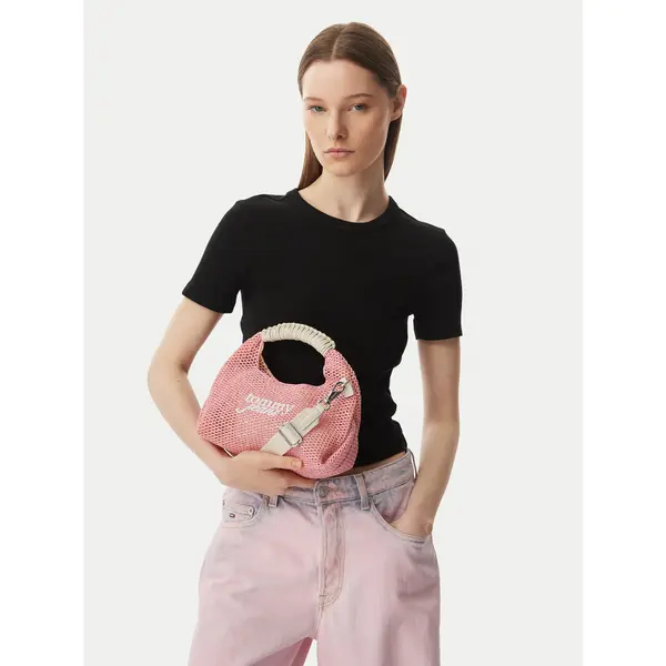 Tommy Jeans Torbica Tommy Jeans Tjw Summer Crochet Crossover AW0AW18779 Svijetlo roza