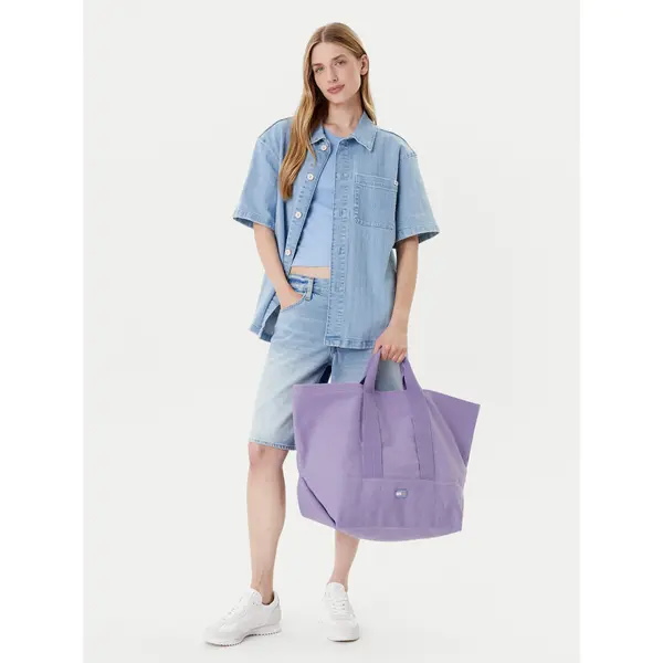 Tommy Jeans Torbica Tommy Jeans Tjw Tote Edition Canvas AW0AW17542 Ljubičasta