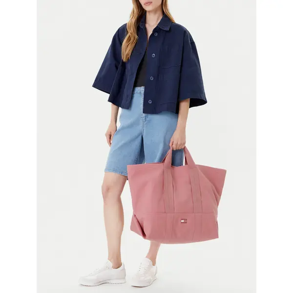 Tommy Jeans Torbica Tommy Jeans Tjw Tote Edition Canvas AW0AW17542 Ružičasta