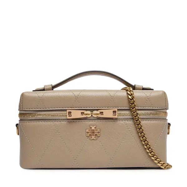 TORY BURCH Torbica Tory Burch Charlie Quilted East-West Vanity Case 186036 Bež