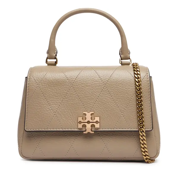 TORY BURCH Torbica Tory Burch Charlie Quilted Mini Top Handle Chain Wallet 186032 Bež