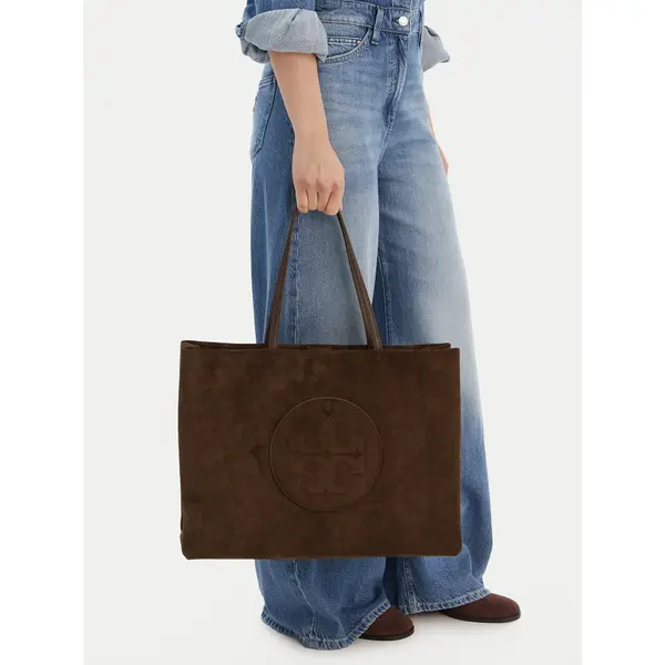 TORY BURCH Torbica Tory Burch Ella Suede Tote 170980 Smeđa