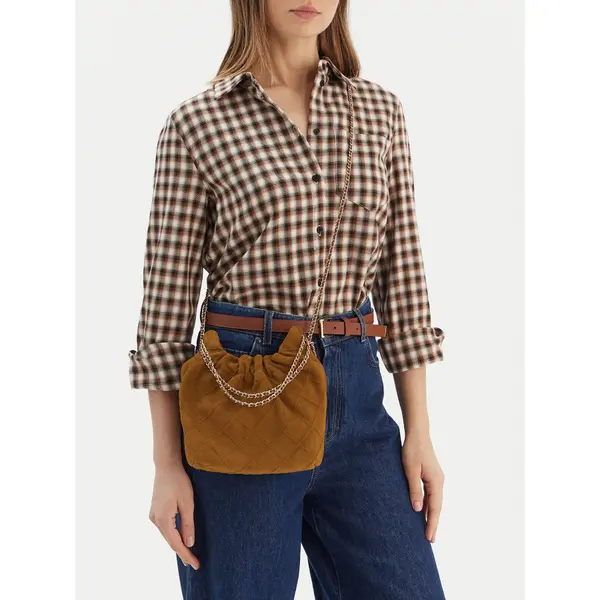 TORY BURCH Torbica Tory Burch Fleming Suede Mini Hobo Bag 166066 Smeđa