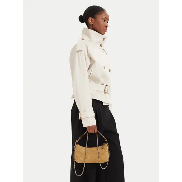 TORY BURCH Torbica Tory Burch Fleming Suede Pochette 185797 Krem