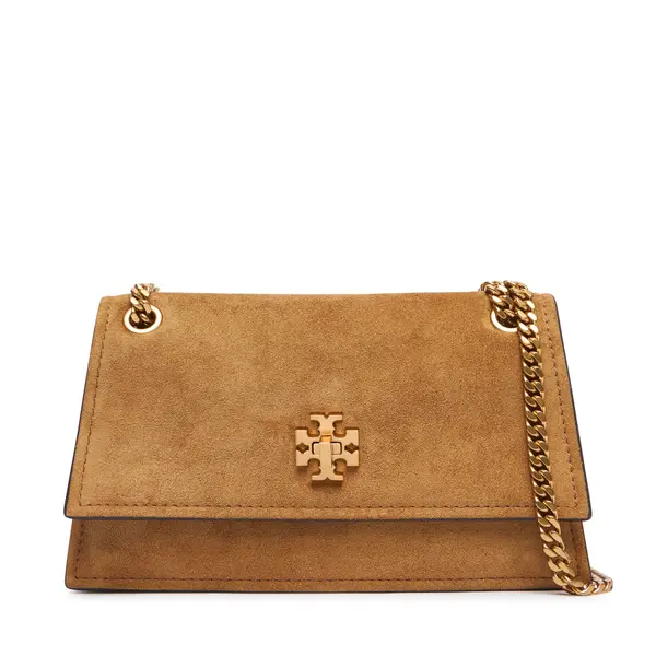 TORY BURCH Torbica Tory Burch Kira Turnlock Suede Mini Bag 178150 Smeđa