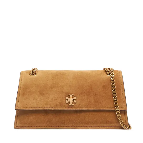 TORY BURCH Torbica Tory Burch Kira Turnlock Suede Shoulder Bag 178857 Smeđa