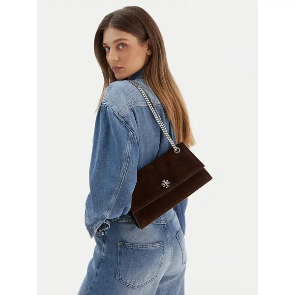 TORY BURCH Torbica Tory Burch Kira Turnlock Suede Shouldr Bag 169176 Smeđa