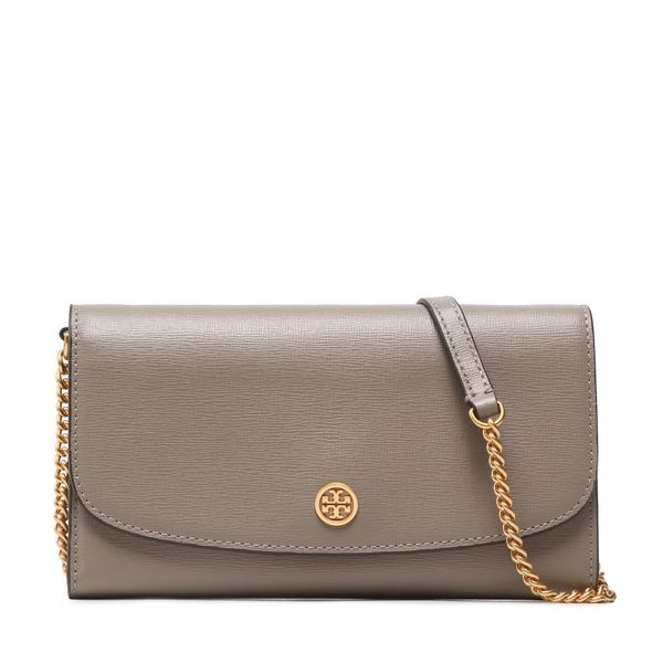 Tory Burch Torbica Tory Burch Robinson Chain Wallet 137152 Gray Heron 082