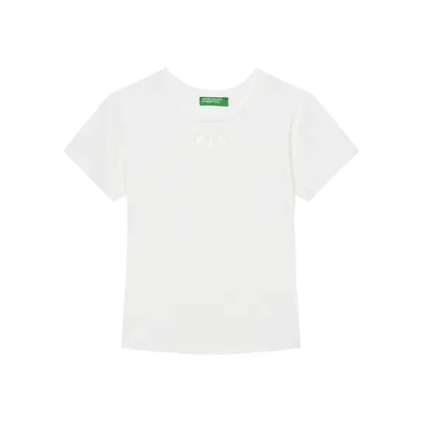 United Colors of Benetton United Colors Of Benetton T-shirt 3P4ZC10O0 Bijela Slim Fit